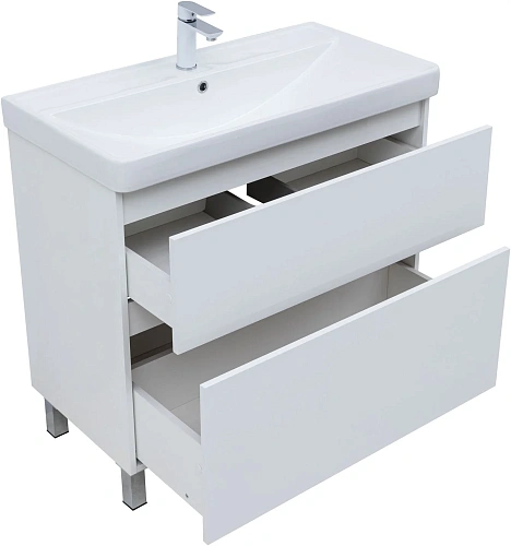 Тумба под раковину Aquanet Вега 90 00344124 напольная, белый глянец Тумба под раковину Aquanet Вега 90 00344124 напольная, белый глянец