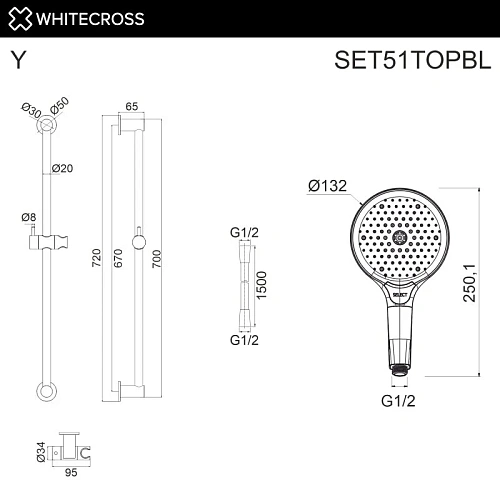 Душевой гарнитур WHITECROSS SET51TOPBL черный мат Душевой гарнитур WHITECROSS SET51TOPBL черный мат