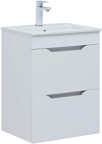 Тумба под раковину Aquanet Практика 50 белый матовый 2 ящика 00330455 напольная/подвесная Тумба под раковину Aquanet Практика 50 белый матовый 2 ящика 00330455 напольная/подвесная