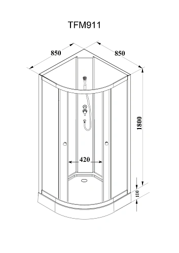 Душевая кабина Parly TMF911 без крыши 850x850 профиль белый, стекло матовое Душевая кабина Parly TMF911 без крыши 850x850 профиль белый, стекло матовое