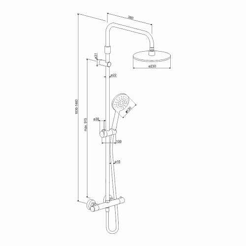 Душевая система Damixa Jupiter 977800000 с термостом, хром Душевая система Damixa Jupiter 977800000 с термостом, хром