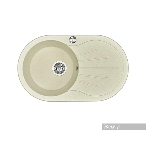 Кухонная мойка Aquaton Паола 1A714032PA240 из литого мрамора, круглая, с крылом жемчуг Кухонная мойка Aquaton Паола 1A714032PA240 из литого мрамора, круглая, с крылом жемчуг