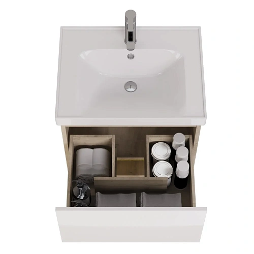 Тумба под раковину DREJA PERFECTO, 60 см, подвесная, 1 ящик, дуб эврика/белый глянец 99.0811 Тумба под раковину DREJA PERFECTO, 60 см, подвесная, 1 ящик, дуб эврика/белый глянец 99.0811