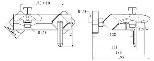 Смеситель для ванны BelBagno Crystal CRY-VASM-CRM Смеситель для ванны BelBagno Crystal CRY-VASM-CRM