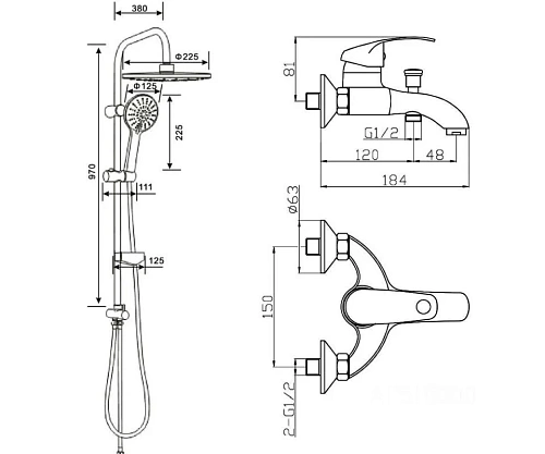 Душевая система Agger Glad A1593500 с изливом, хром Душевая система Agger Glad A1593500 с изливом, хром