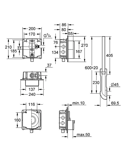 Смывное устройство под давлением для унитаза GROHE Rondo без ИК-панели смыва, для низкого давления ( 37157000 Смывное устройство под давлением для унитаза GROHE Rondo без ИК-панели смыва, для низкого давления ( 37157000