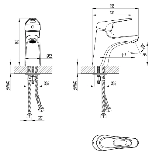Смеситель для раковины Lemark Luna LM4130C, хром Смеситель для раковины Lemark Luna LM4130C, хром