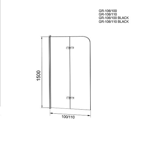 Шторка на ванну GROSSMAN GR-106/100 BLACK (100х150) алюминиевый профиль, стекло прозрачное 6мм Шторка на ванну GROSSMAN GR-106/100 BLACK (100х150) алюминиевый профиль, стекло прозрачное 6мм