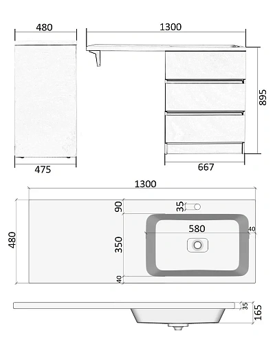 Тумба с раковиной Orange Sistema ST-70TUW+RAR напольная, правая 130 см под стиральную машину, белый Тумба с раковиной Orange Sistema ST-70TUW+RAR напольная, правая 130 см под стиральную машину, белый