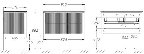 Тумба под раковину Opadiris Рубинно 90 подвесная, Серый глянцевый, вар. 2 (под раковину CeraStyle Ibiza 91) 00-00005943 Тумба под раковину Opadiris Рубинно 90 подвесная, Серый глянцевый, вар. 2 (под раковину CeraStyle Ibiza 91) 00-00005943