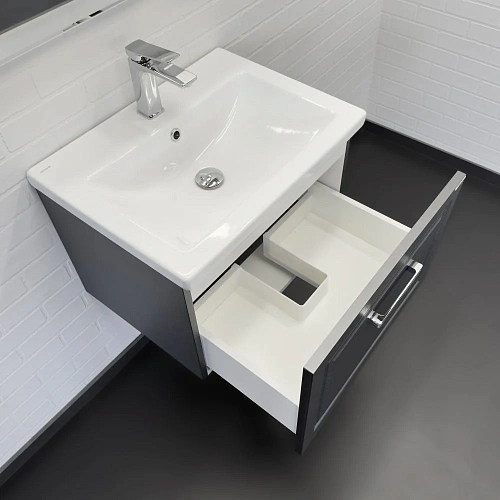 Тумба с раковиной Comforty Бросно-60П 00-00020428 оружейная сталь раковина Como 60 Тумба с раковиной Comforty Бросно-60П 00-00020428 оружейная сталь раковина Como 60