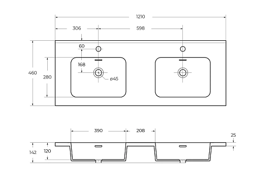 Раковина CEZARES 50211 Bianco 1210x460 искусственный камень Раковина CEZARES 50211 Bianco 1210x460 искусственный камень