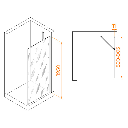 Душевая перегородка RGW Walk In WA-102B 900 мм 351010209-14 черный, Easy Clean Душевая перегородка RGW Walk In WA-102B 900 мм 351010209-14 черный, Easy Clean