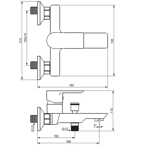 Смеситель для ванны Damixa Apollo 471000001 хром Смеситель для ванны Damixa Apollo 471000001 хром
