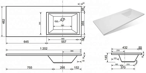 Раковина STYLE LINE ДАЛЛАС 120 R (СС-00000394) мебельная Раковина STYLE LINE ДАЛЛАС 120 R (СС-00000394) мебельная