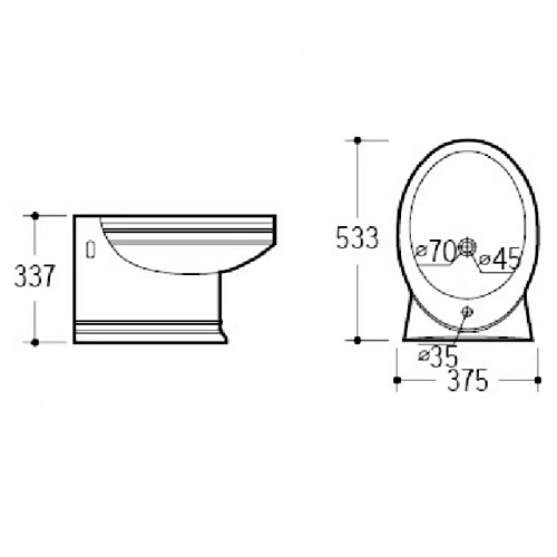 Биде подвесное Boheme Puro 955-G Биде подвесное Boheme Puro 955-G