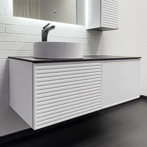 Тумба с раковиной Comforty Геленджик 120 00-00018707 белый матовый со столешницей мрамор Калакатта Блэк раковина Comforty 9110 Тумба с раковиной Comforty Геленджик 120 00-00018707 белый матовый со столешницей мрамор Калакатта Блэк раковина Comforty 9110