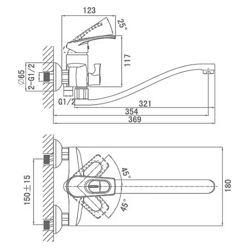 Смеситель для ванны D&K Erlangen Bayern DA1183301 Смеситель для ванны D&K Erlangen Bayern DA1183301
