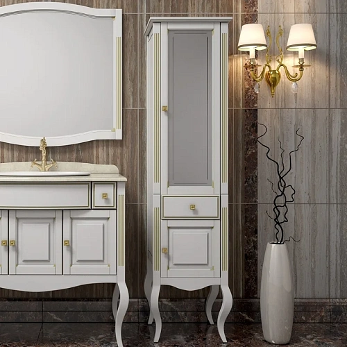 Шкаф-пенал Opadiris Лаура, белый с патиной, правый Z0000006524 Шкаф-пенал Opadiris Лаура, белый с патиной, правый Z0000006524