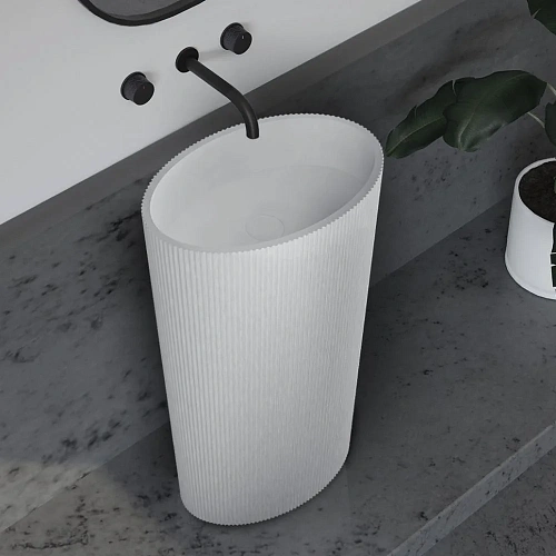 Раковина ABBER Stein AS2504-H отдельностоящая, белая матовая Раковина ABBER Stein AS2504-H отдельностоящая, белая матовая