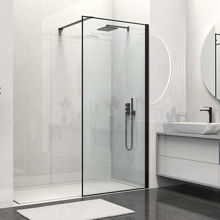 Душевая перегородка Vincea Walk-In VSW-1HS800CLB, 800x2000,черный матовый, стекло прозрачное