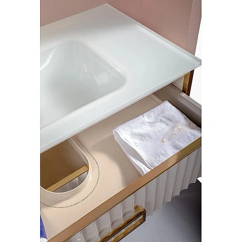 Тумба под раковину Armadi Art Monaco 100см белая глянец + золото под раковину 866-100-WG Тумба под раковину Armadi Art Monaco 100см белая глянец + золото под раковину 866-100-WG