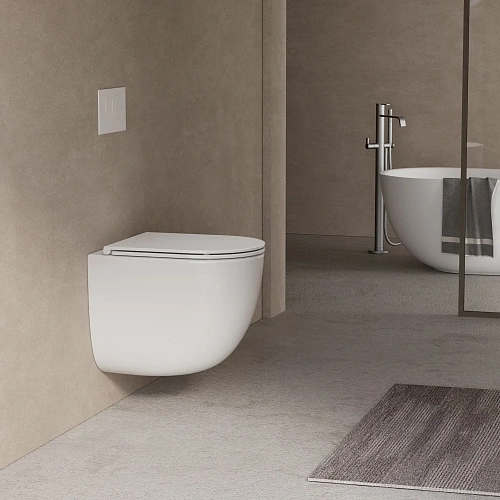 Комплект унитаза ABBER Bequem AC1132TC белый, с закрытым дном с инсталляцией AC0105 и кнопкой AC0121MW белая матовая Комплект унитаза ABBER Bequem AC1132TC белый, с закрытым дном с инсталляцией AC0105 и кнопкой AC0121MW белая матовая