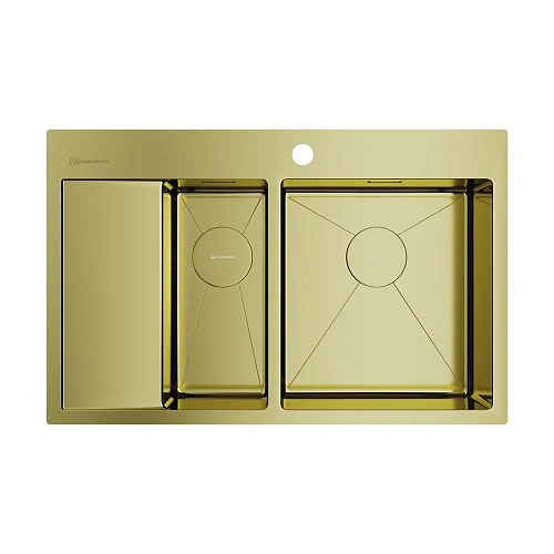 Кухонная мойка Omoikiri Akisame 78-2-LG-R нерж.сталь/светлое золото 4973088 Кухонная мойка Omoikiri Akisame 78-2-LG-R нерж.сталь/светлое золото 4973088