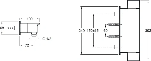 Смеситель для душа Jacob Delafon Stance E9104-CP термостатический Смеситель для душа Jacob Delafon Stance E9104-CP термостатический