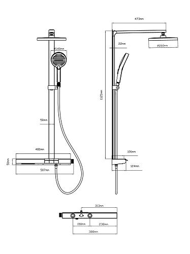 Душевая система Vincea Aspire VSFS-4AS1CH с изливом, хром Душевая система Vincea Aspire VSFS-4AS1CH с изливом, хром