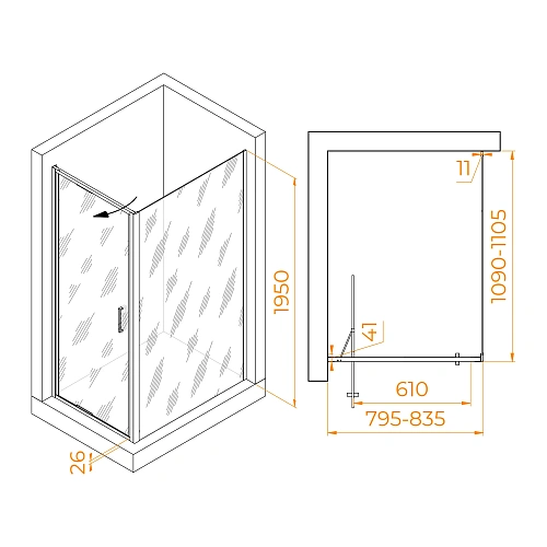 Душевой уголок RGW SV-145 800x1100 мм 703214581-11 хром Easy Clean Душевой уголок RGW SV-145 800x1100 мм 703214581-11 хром Easy Clean