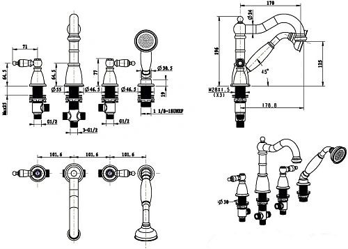 Смеситель на борт ванны Boheme Сamelia 396-Camelia Смеситель на борт ванны Boheme Сamelia 396-Camelia