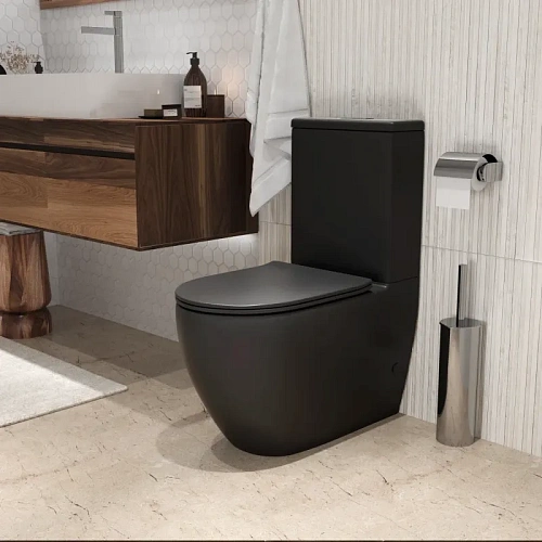 Унитаз напольный GROSSMAN GR-4446BMS 675x360x820 черный матовый безободковый с тонкой крышкой Унитаз напольный GROSSMAN GR-4446BMS 675x360x820 черный матовый безободковый с тонкой крышкой