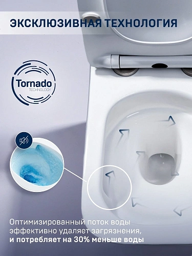 Унитаз подвесной CHARUS ALVA TORNADO EWC700-114WT безободковый c легкосъемным сиденьем микролифт Унитаз подвесной CHARUS ALVA TORNADO EWC700-114WT безободковый c легкосъемным сиденьем микролифт