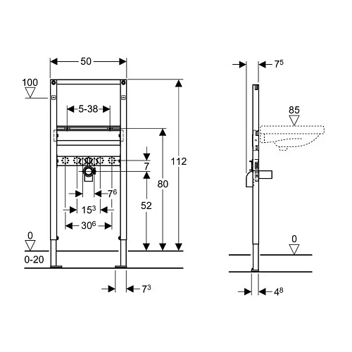 Инсталляция для раковины GEBERIT Duofix h112 111.434.00.1 Инсталляция для раковины GEBERIT Duofix h112 111.434.00.1