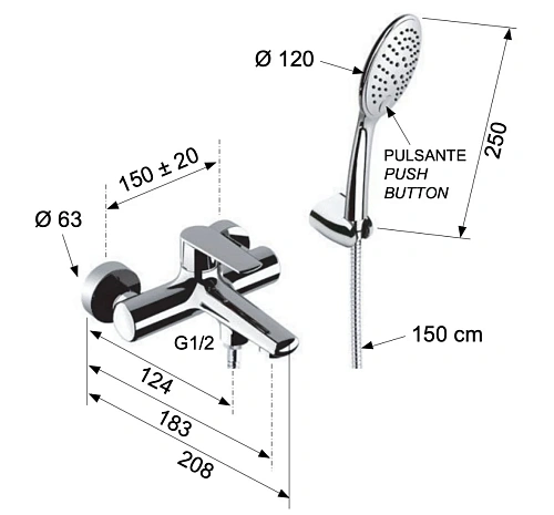 Смеситель для ванны Remer Vanity V02 Смеситель для ванны Remer Vanity V02