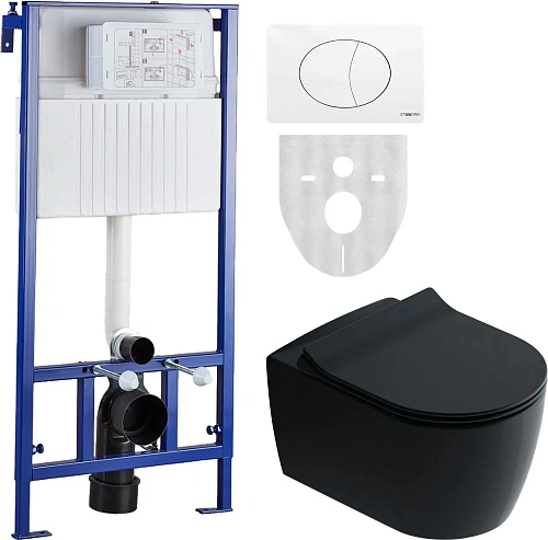 Комплект Унитаз подвесной STWORKI Ноттвиль SETK3104-2616 безободковый, с микролифтом, черный + Систе 587882 Комплект Унитаз подвесной STWORKI Ноттвиль SETK3104-2616 безободковый, с микролифтом, черный + Систе 587882