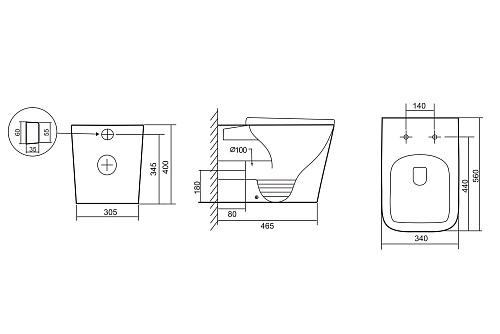 Унитаз приставной ABBER Rechteck AC1211 белый, безободковый с крышкой микролифт Унитаз приставной ABBER Rechteck AC1211 белый, безободковый с крышкой микролифт