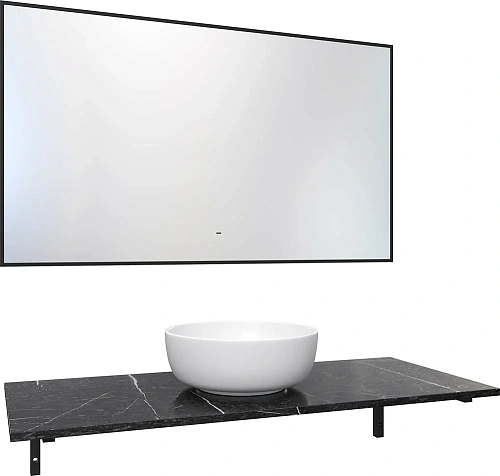 Комплект мебели DIWO Элиста 120 чёрный мрамор, с раковиной Moduo 40 RING 555909 Комплект мебели DIWO Элиста 120 чёрный мрамор, с раковиной Moduo 40 RING 555909