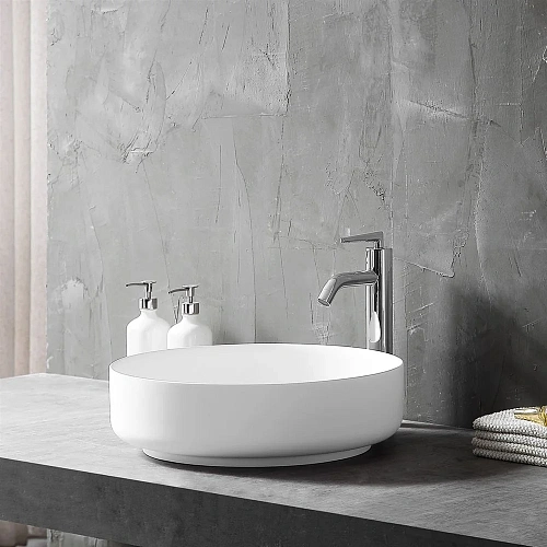 Раковина Vincea VBS-6S16MW, 450x450x130 из искусственного камня, накладная, цвет белый матовый Раковина Vincea VBS-6S16MW, 450x450x130 из искусственного камня, накладная, цвет белый матовый