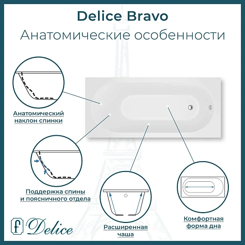 Ванна из искусственного камня Delice Bravo 180х70 DLR330064RB-M матовая с черными ручками Ванна из искусственного камня Delice Bravo 180х70 DLR330064RB-M матовая с черными ручками