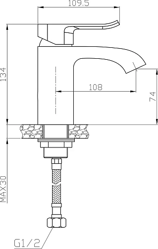 Смеситель для раковины STWORKI Бурос BU-01cr , однорычажный, латунь, российский, с аэратором 549883 Смеситель для раковины STWORKI Бурос BU-01cr , однорычажный, латунь, российский, с аэратором 549883