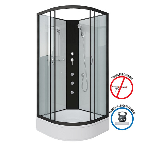 Душевая кабина Niagara Classic NG-6702-14BKG (1000х1000х2000) средний поддон (26см) стекло прозрачное черные профиля 67021414BKG Душевая кабина Niagara Classic NG-6702-14BKG (1000х1000х2000) средний поддон (26см) стекло прозрачное черные профиля 67021414BKG
