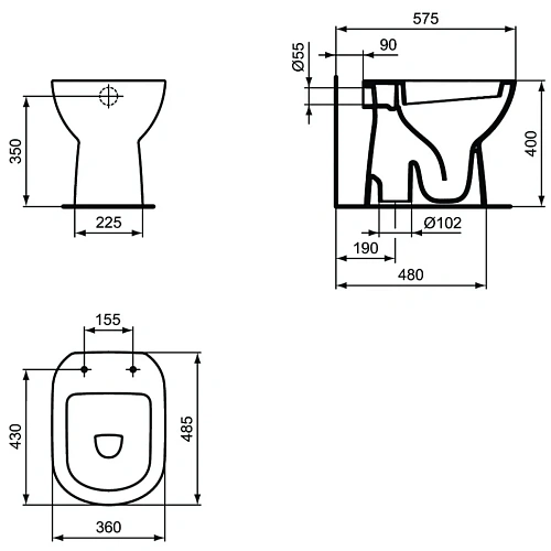 Унитаз приставной Ideal Standard i.life A T467201 Унитаз приставной Ideal Standard i.life A T467201
