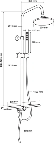 Душевая стойка Aquanet Pragmatic R AF430-70-R-C, с полочкой Душевая стойка Aquanet Pragmatic R AF430-70-R-C, с полочкой