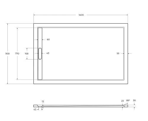 Душевой поддон CEZARES TRAY-AS-AH-140/90-30-W 1400x900 искусственный камень, белый Душевой поддон CEZARES TRAY-AS-AH-140/90-30-W 1400x900 искусственный камень, белый