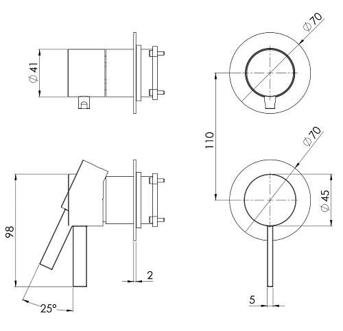 Смеситель для душа Remer Metrica MC93PWBXV, сталь Смеситель для душа Remer Metrica MC93PWBXV, сталь