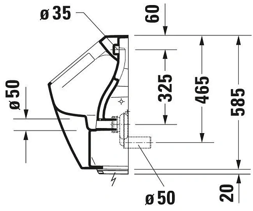 Писсуар Duravit ME by Starck 2809310097 подача воды сзади белый Писсуар Duravit ME by Starck 2809310097 подача воды сзади белый