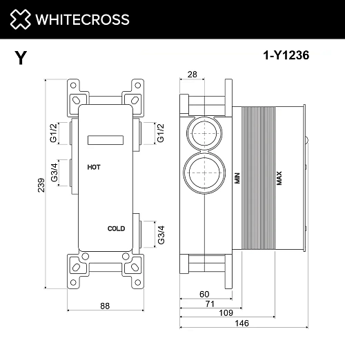 Скрытая часть смесителя WHITECROSS Y1236 1-Y1236 Скрытая часть смесителя WHITECROSS Y1236 1-Y1236