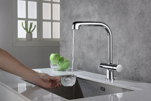 Смеситель для кухни Timo Saona 2346/00FL с подключением фильтра и выдвижной лейкой хром Смеситель для кухни Timo Saona 2346/00FL с подключением фильтра и выдвижной лейкой хром